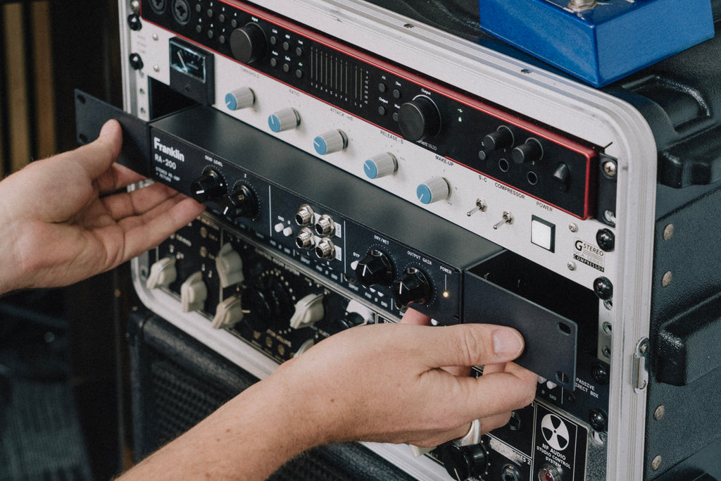 Sliding the RA-200 into a studio rack
