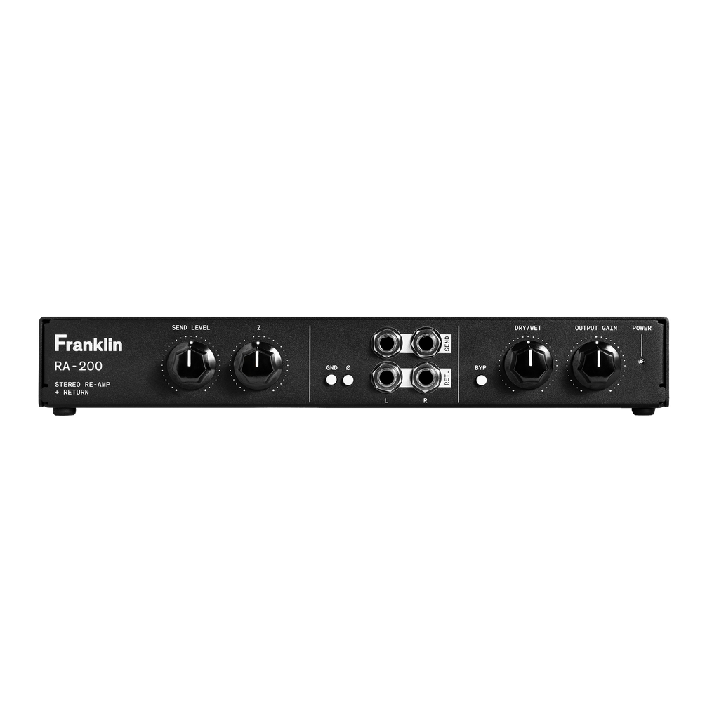 Franklin Audio RA-200 stereo re-amp and return, front panel