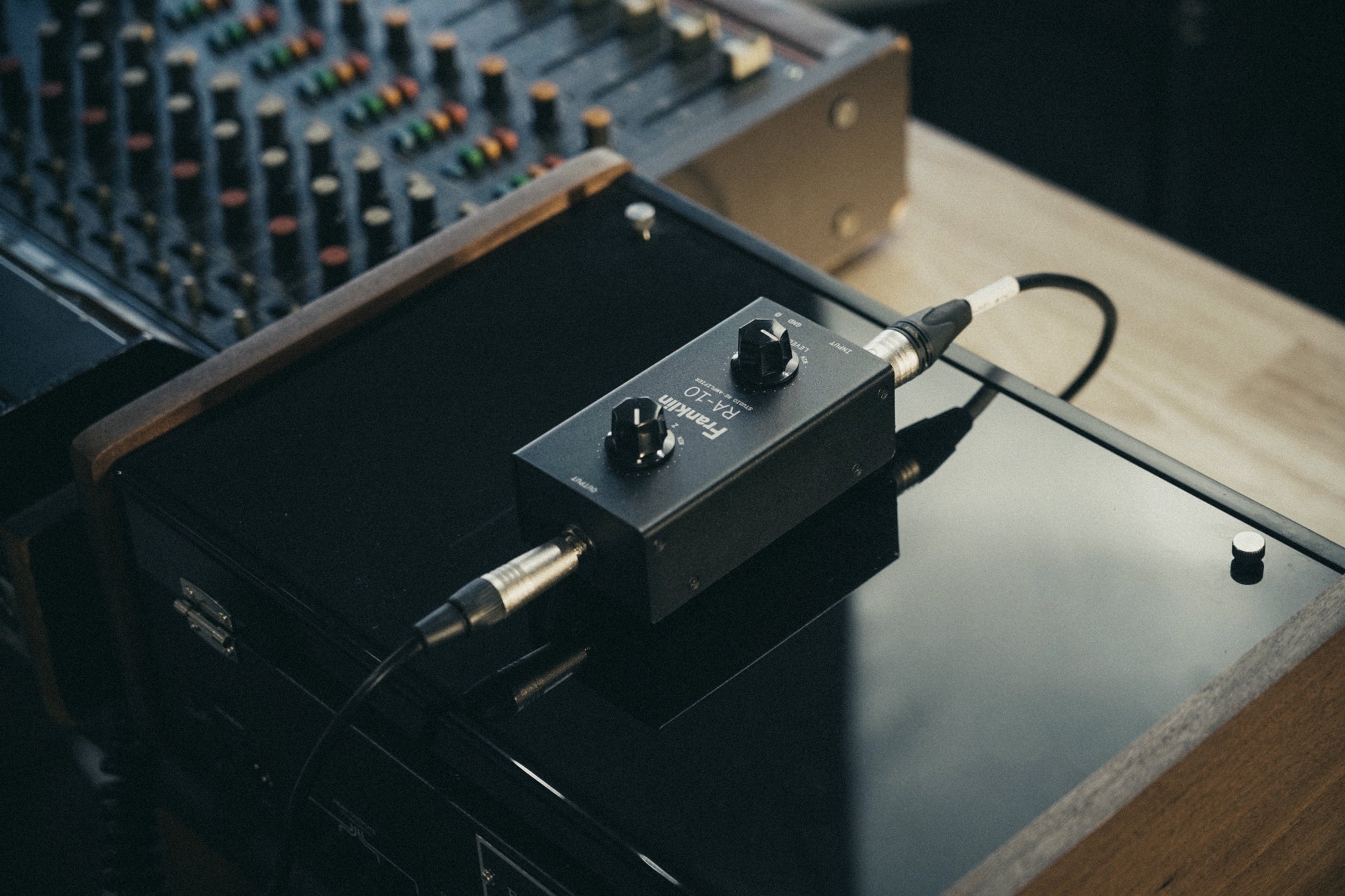 Franklin Audio RA-10 re-amplifier sitting in a studio setting